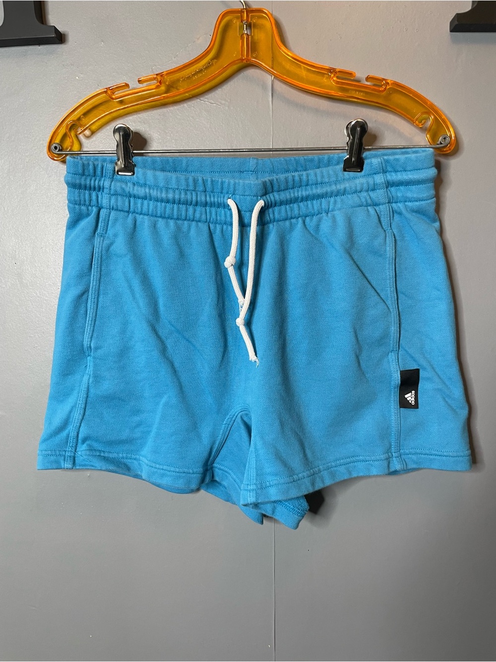 adidas Women's Bright Blue Drawstring Athletic Sweat Shorts size medium